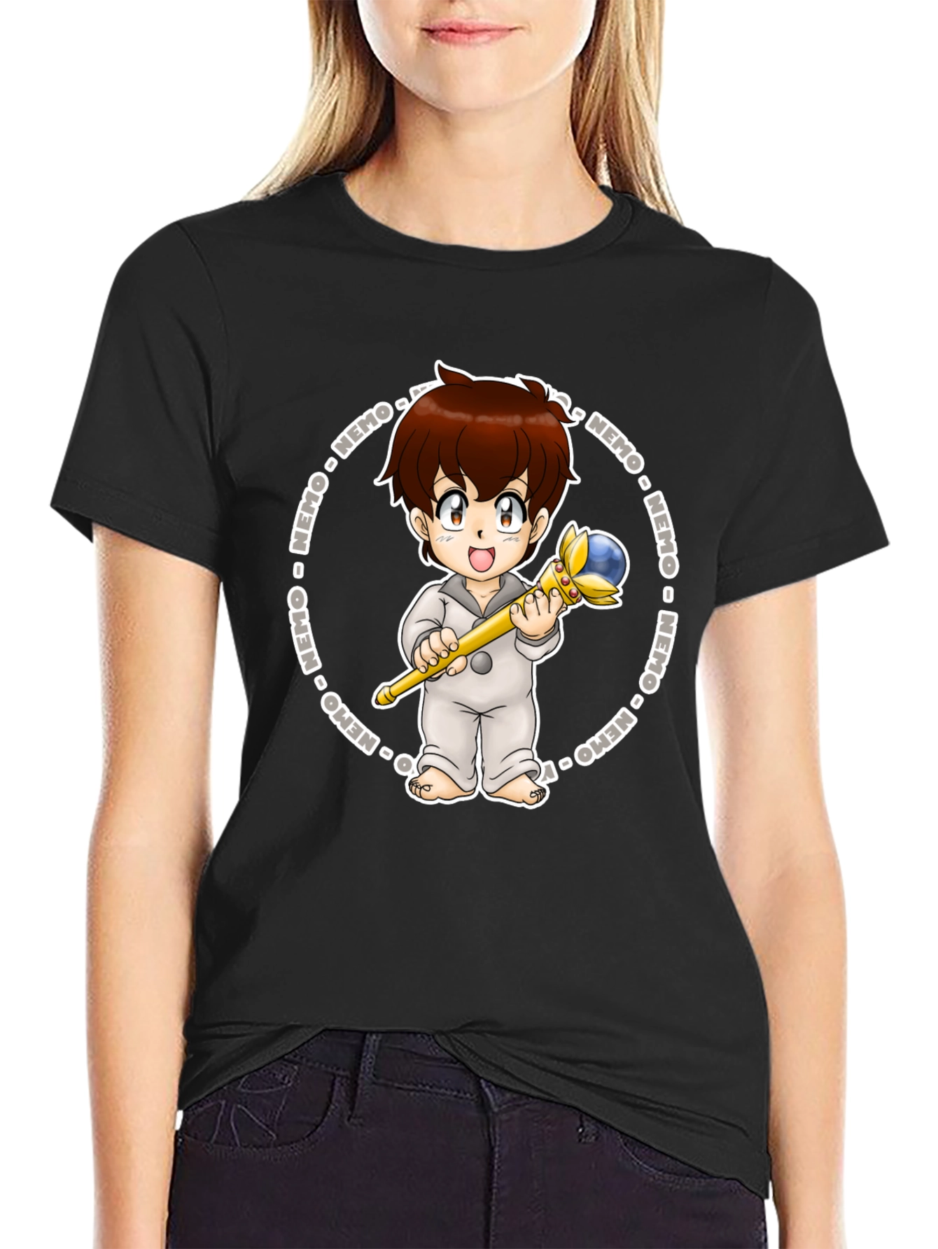 Nemo Cartoon Graphic Tee - Black Cotton Blend
