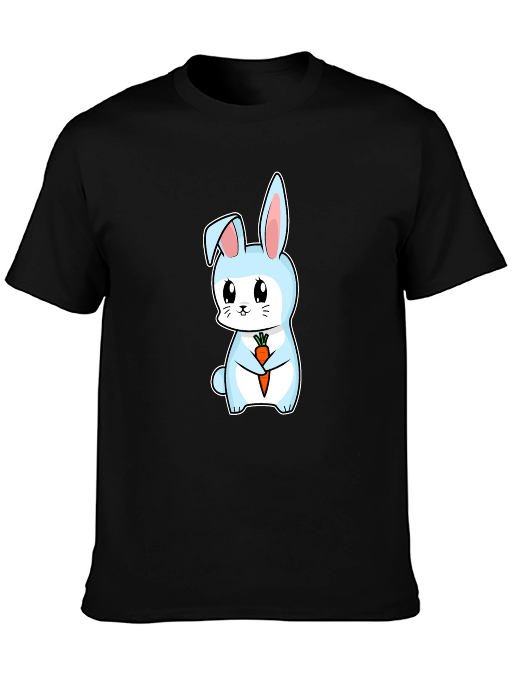 Cute Bunny Holding Carrot Graphic Tee - Black
