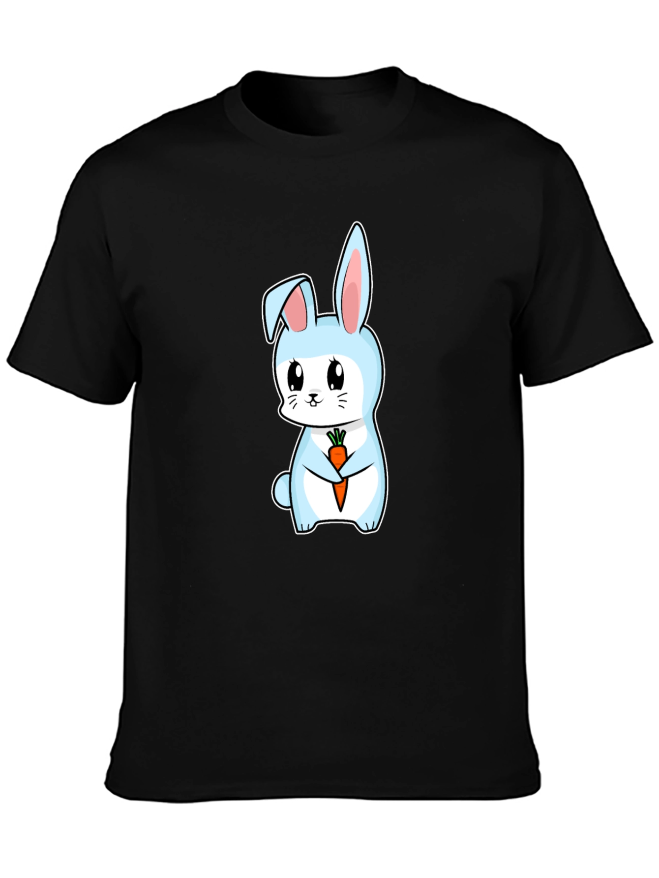 Cute Bunny Holding Carrot Graphic Tee - Black