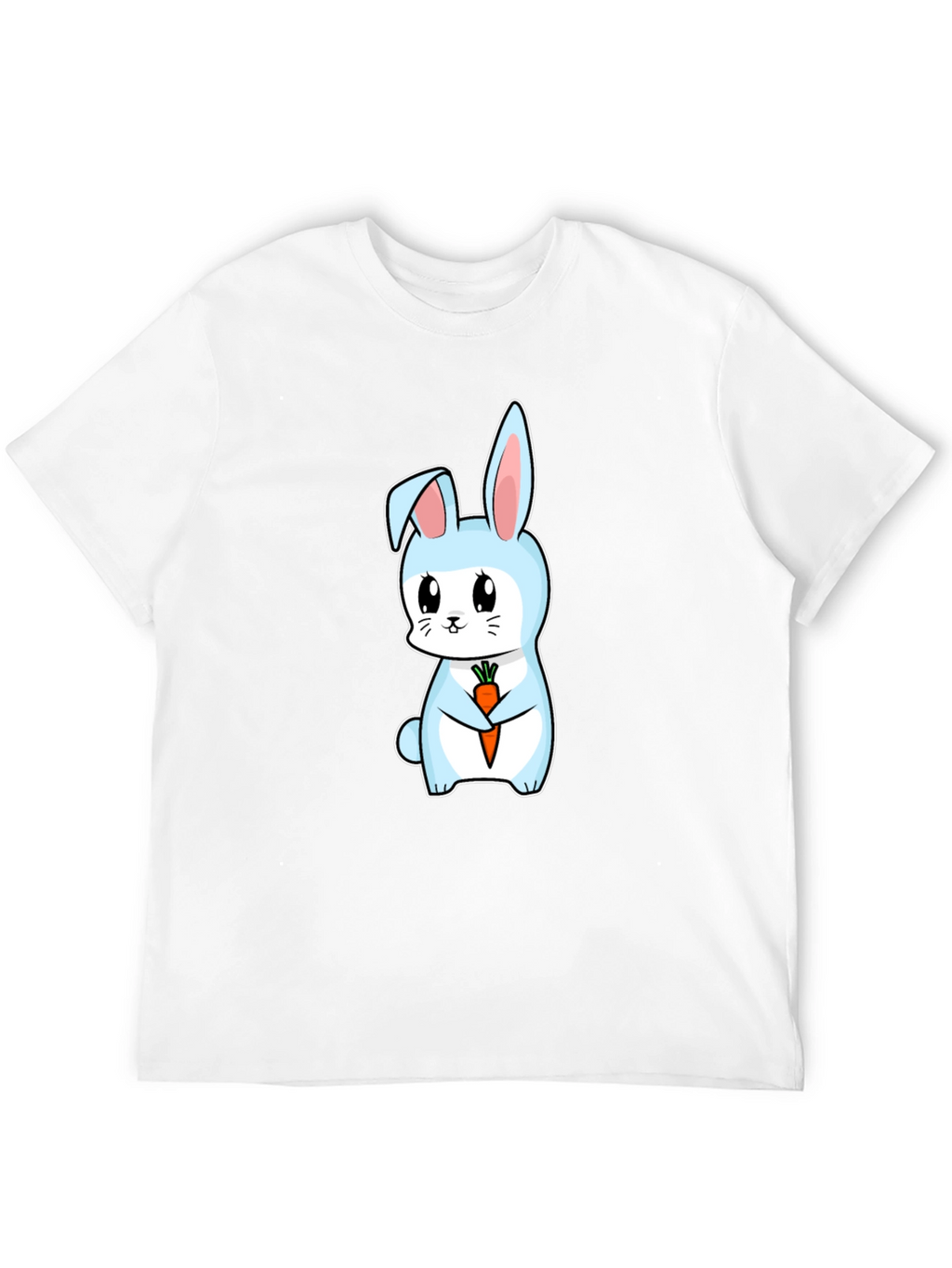 Cute Bunny Holding Carrot Graphic Tee - Black