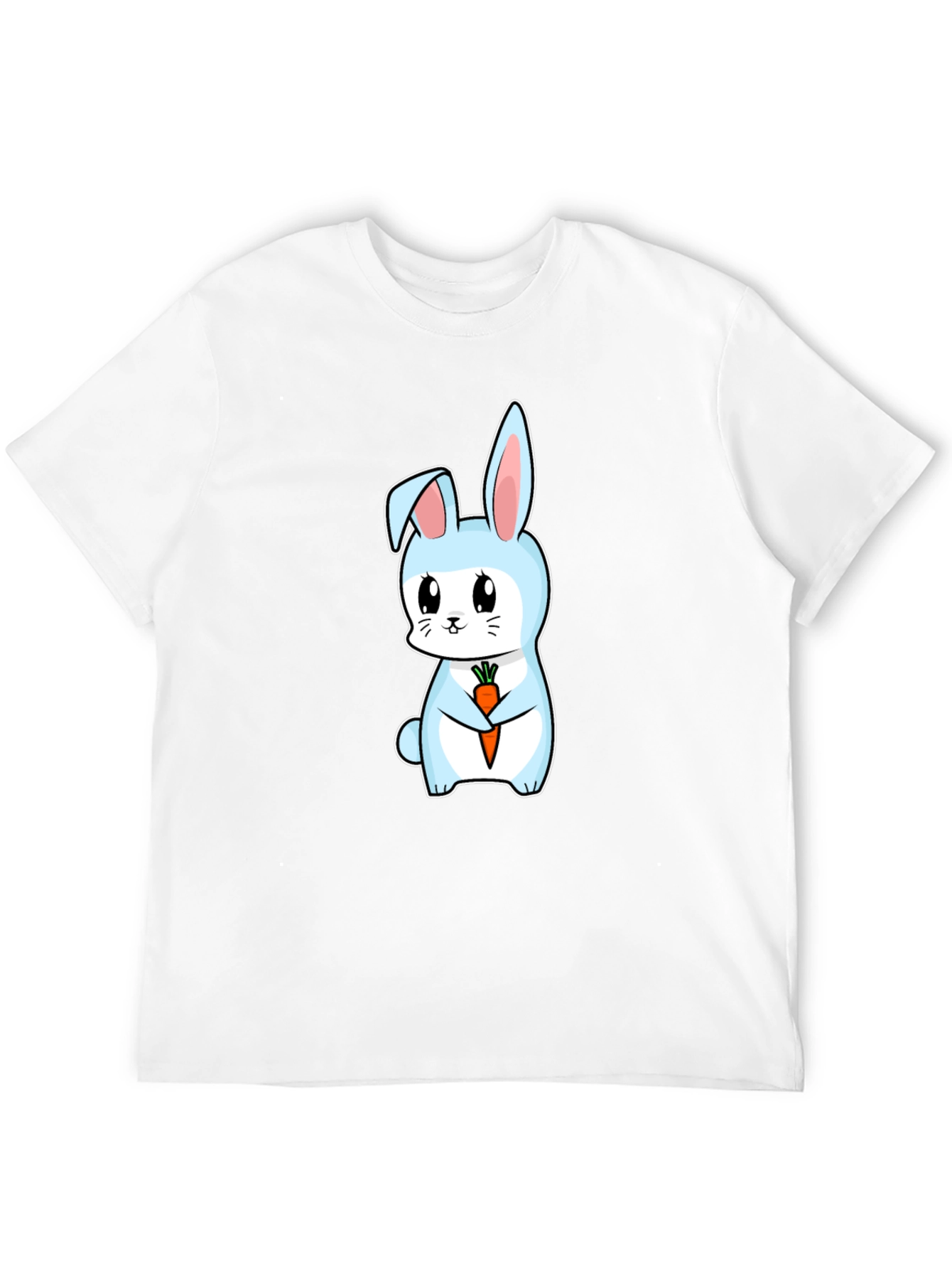 Cute Bunny Holding Carrot Graphic Tee - Black