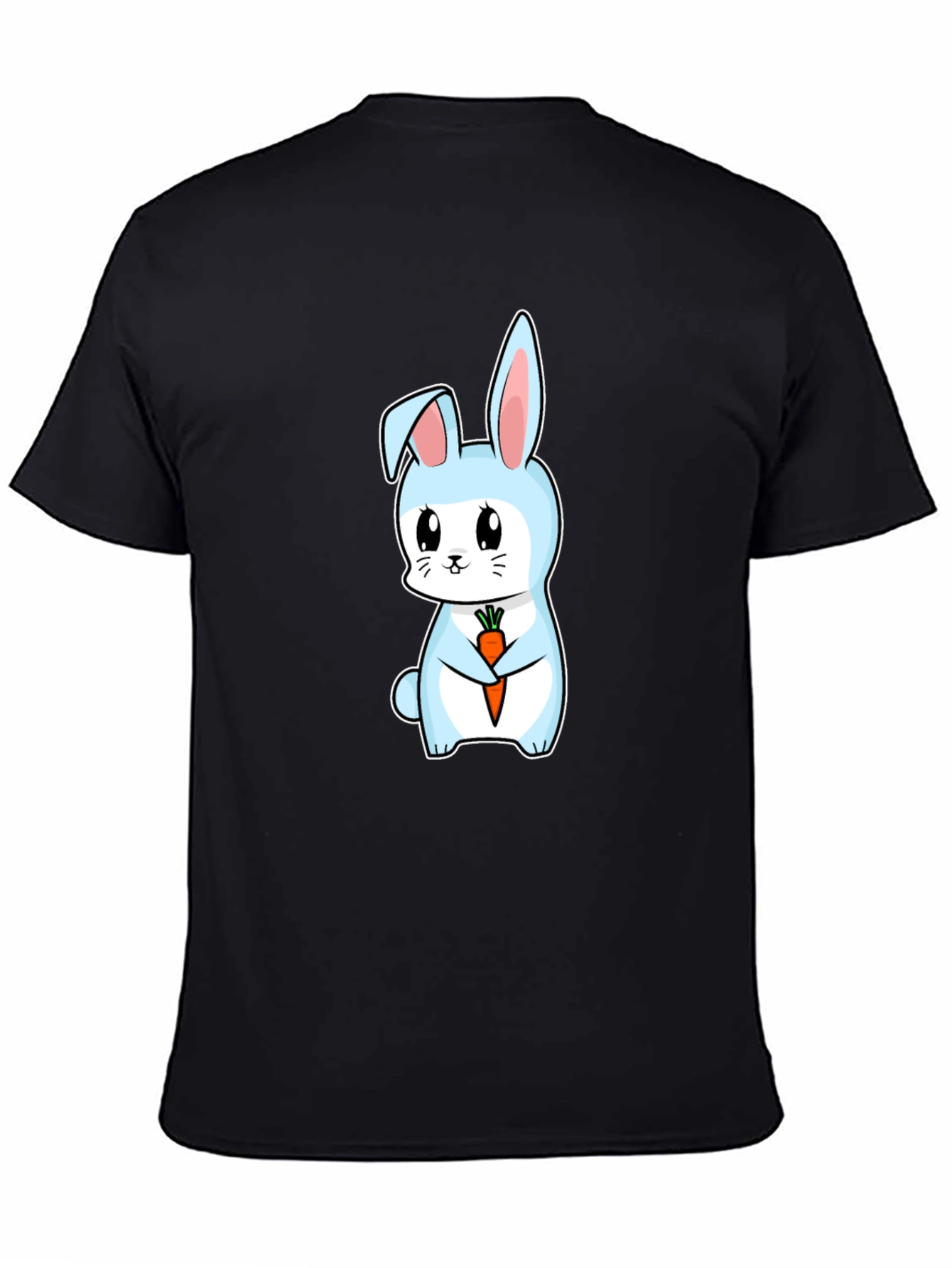 Cute Bunny Holding Carrot Graphic Tee - Black