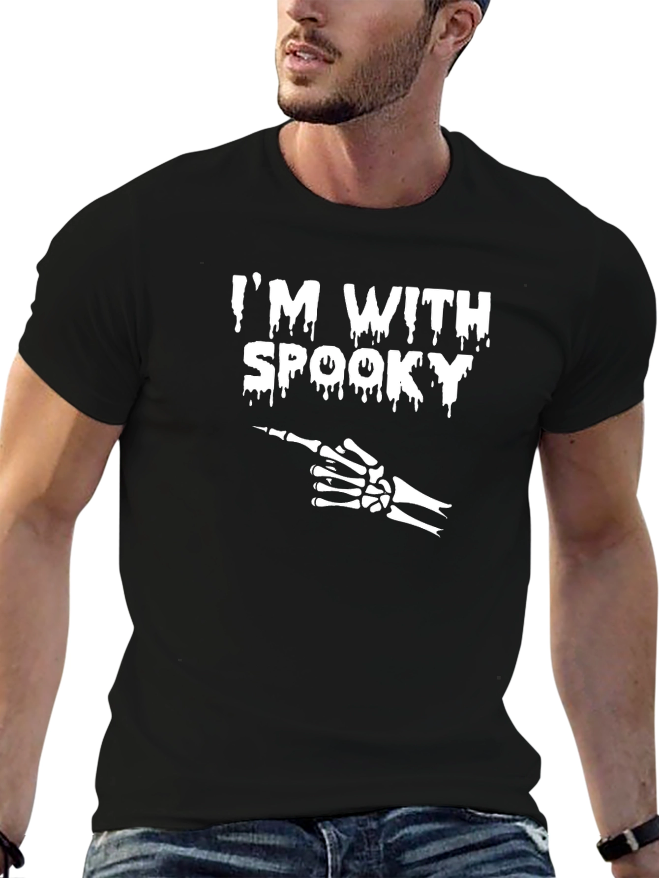Im With Spooky Skeleton Hand Graphic T-Shirt