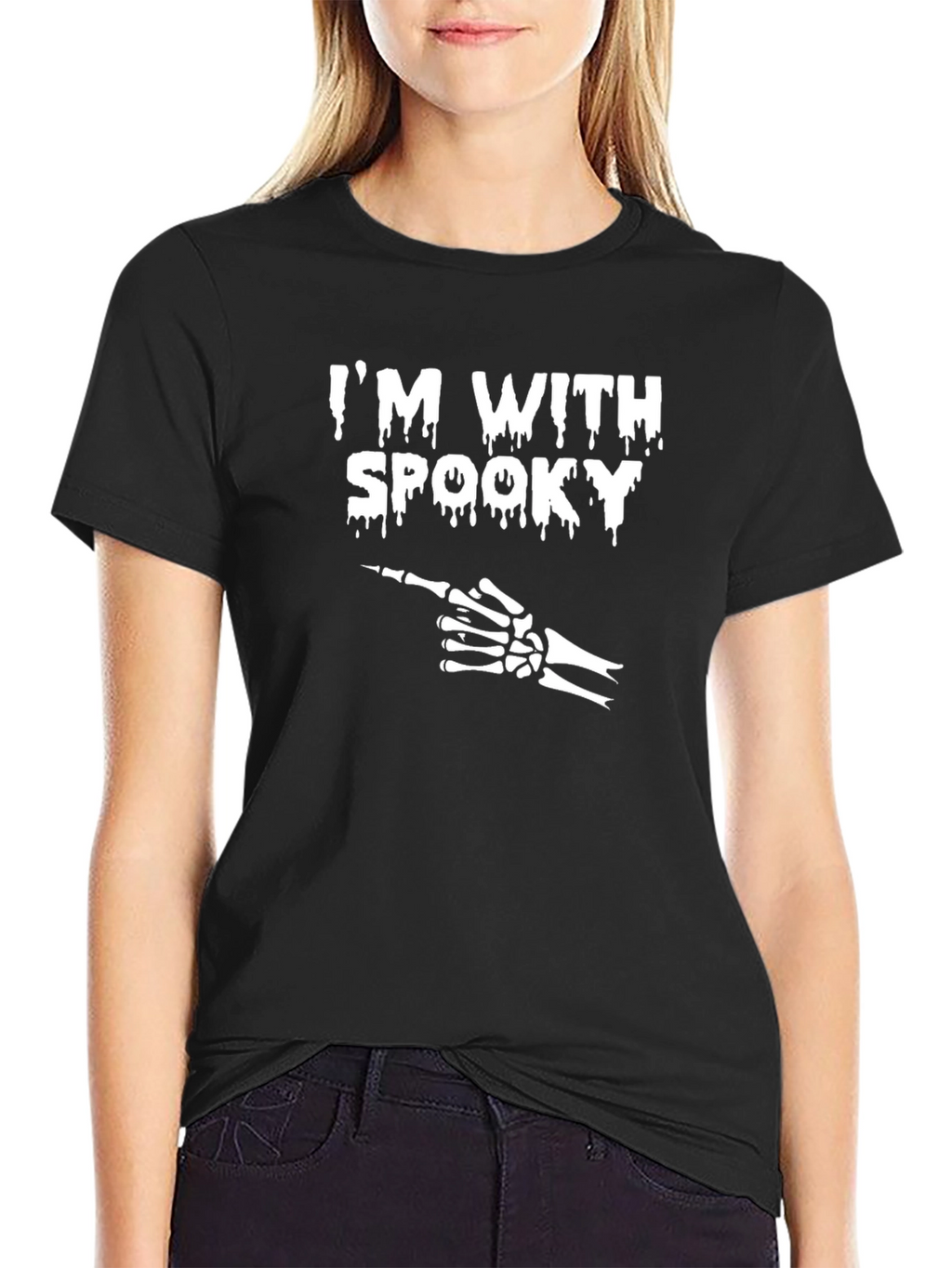 Im With Spooky Skeleton Hand Graphic T-Shirt