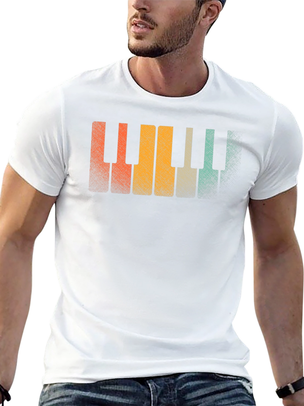 Retro Piano Keys Graphic Tee - Musical Style