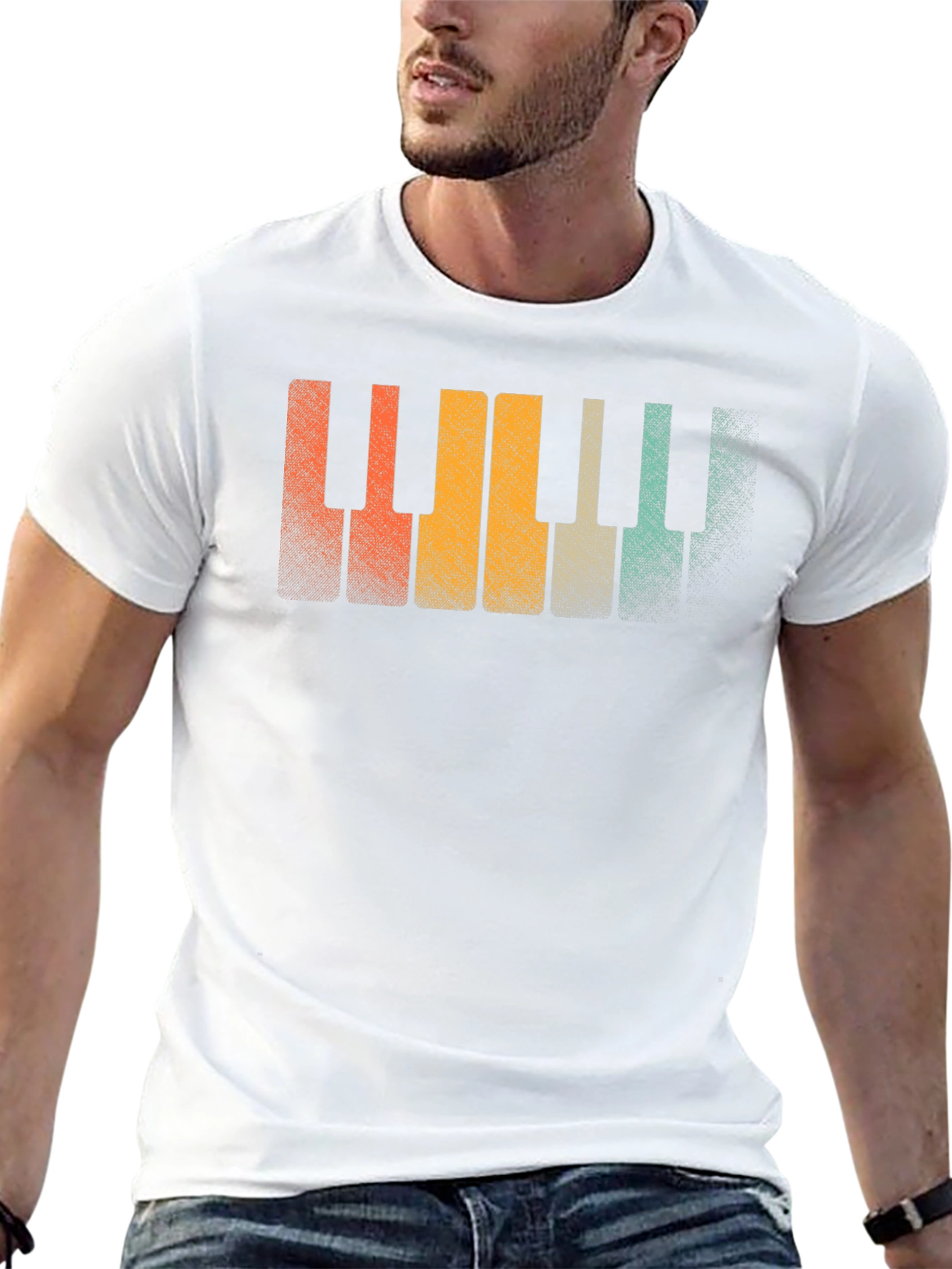 Retro Piano Keys Graphic Tee - Musical Style
