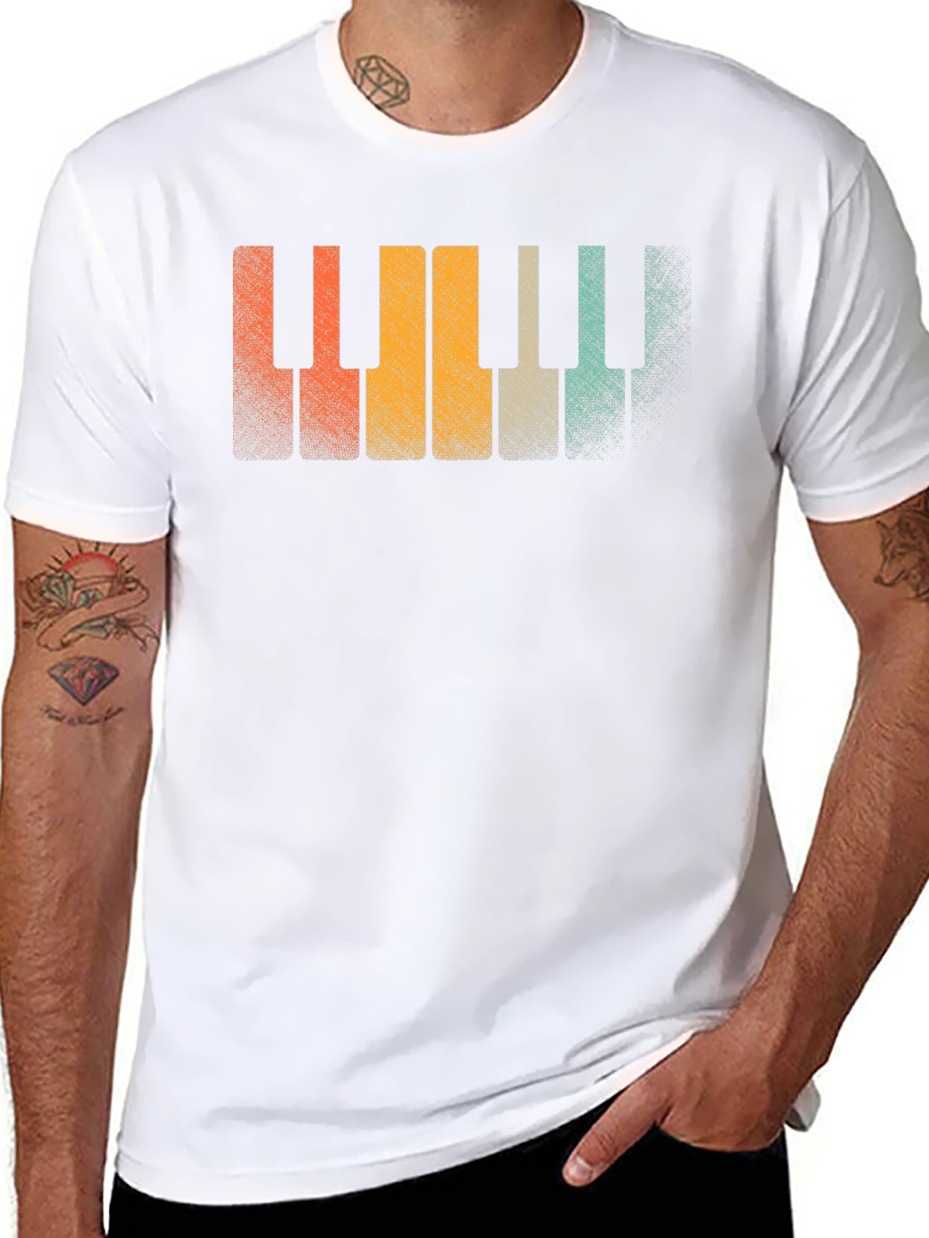 Retro Piano Keys Graphic Tee - Musical Style
