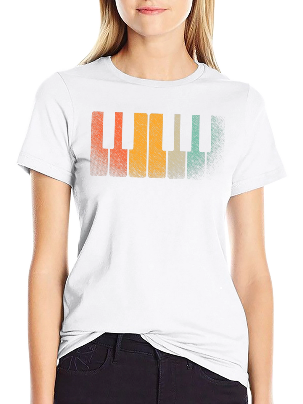 Retro Piano Keys Graphic Tee - Musical Style