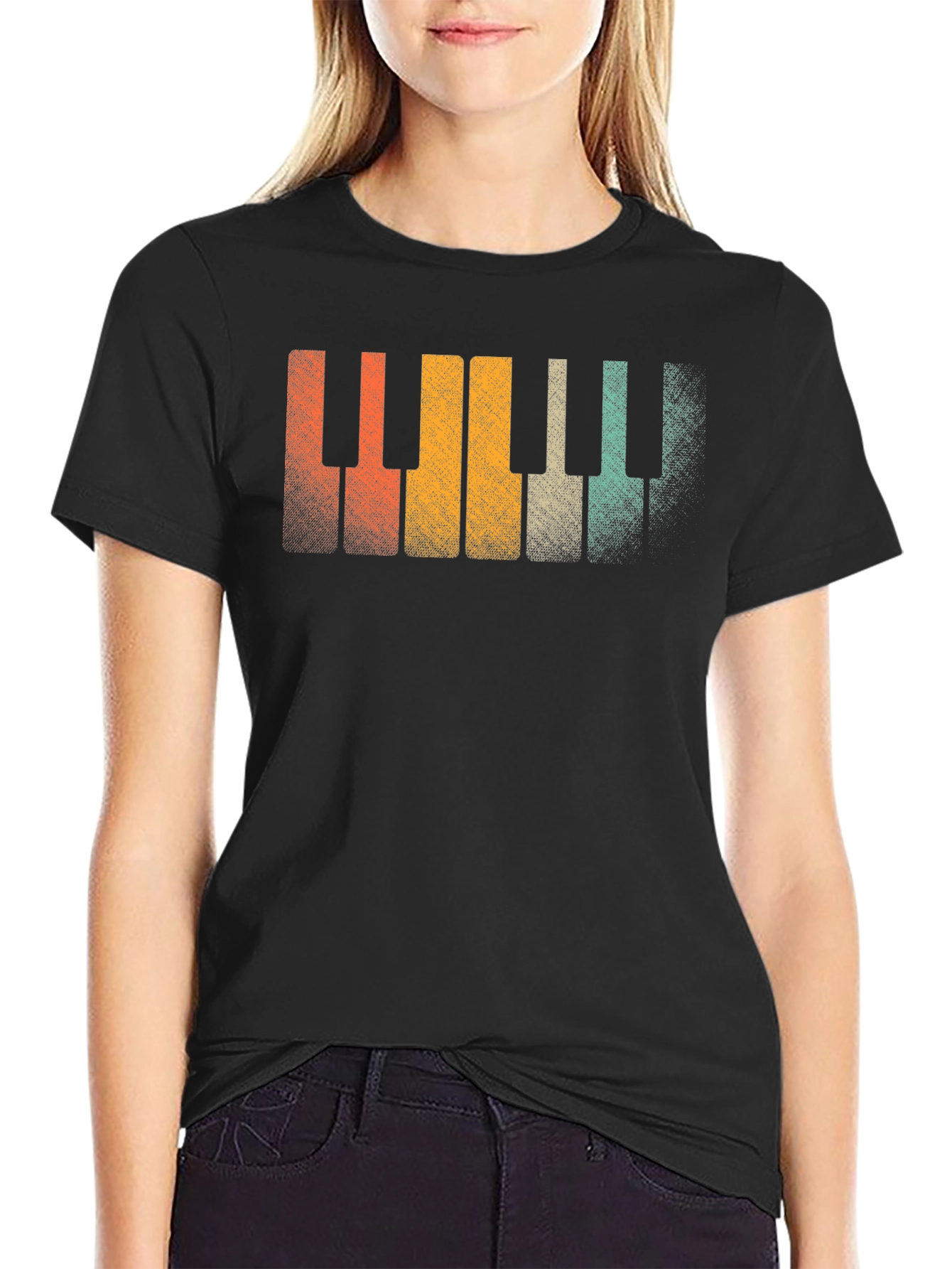 Retro Piano Keys Graphic Tee - Musical Style