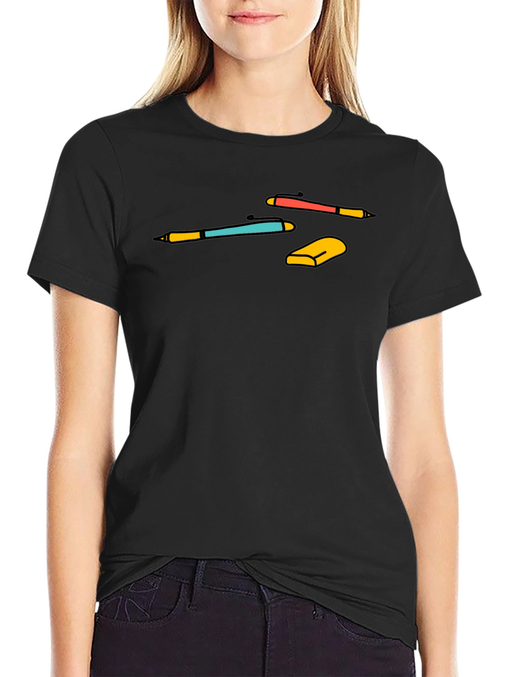 Stationery Graphic Tee - Black Casual Shirt