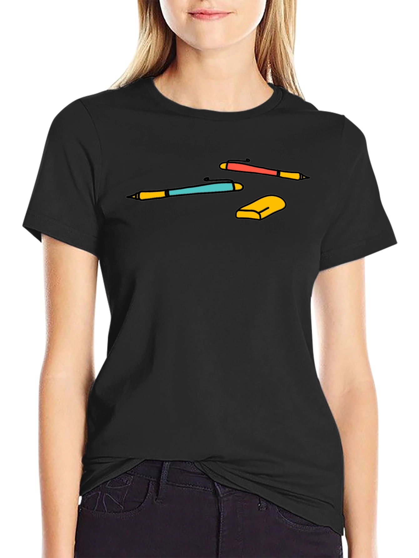 Stationery Graphic Tee - Black Casual Shirt