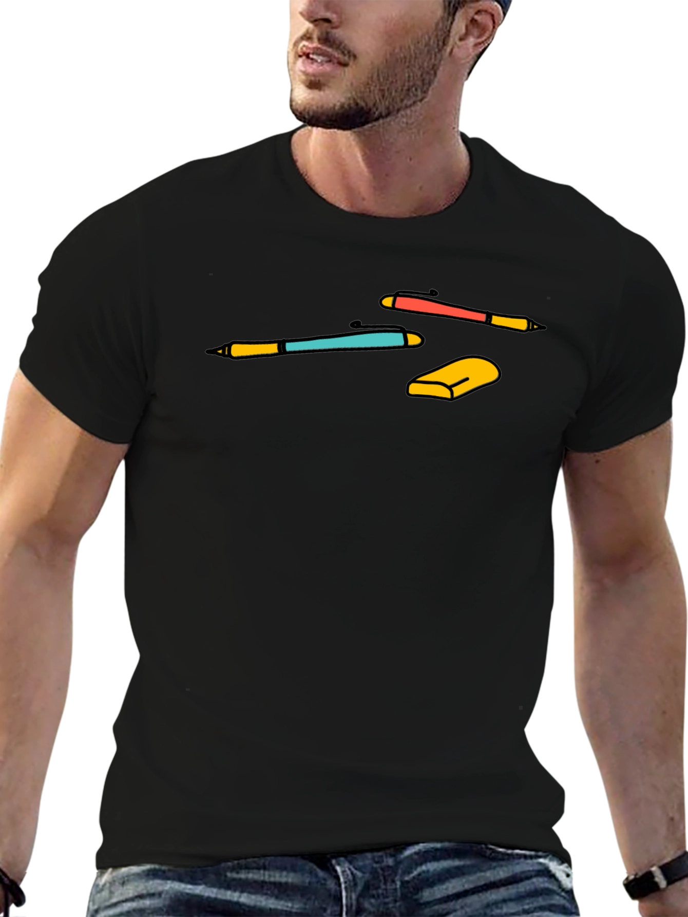 Stationery Graphic Tee - Black Casual Shirt