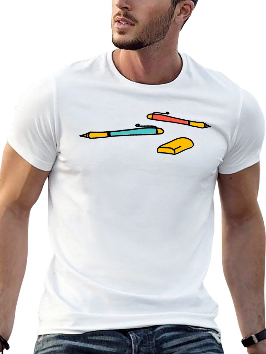 Stationery Graphic Tee - Black Casual Shirt