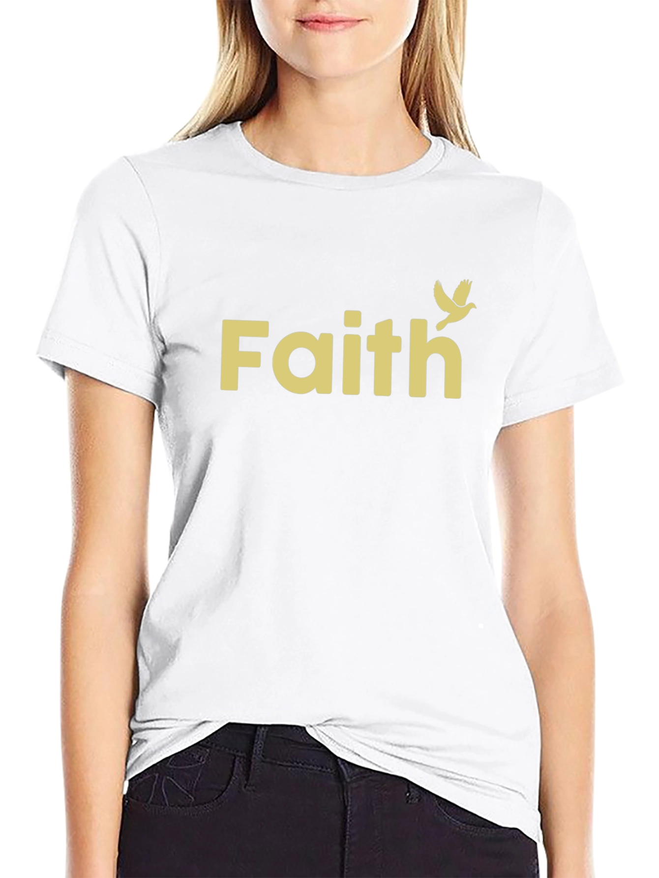 Faith Dove Graphic T-Shirt - Stylish Crew Neck Tee