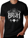 Bruh Black Metal Style Graphic T-Shirt