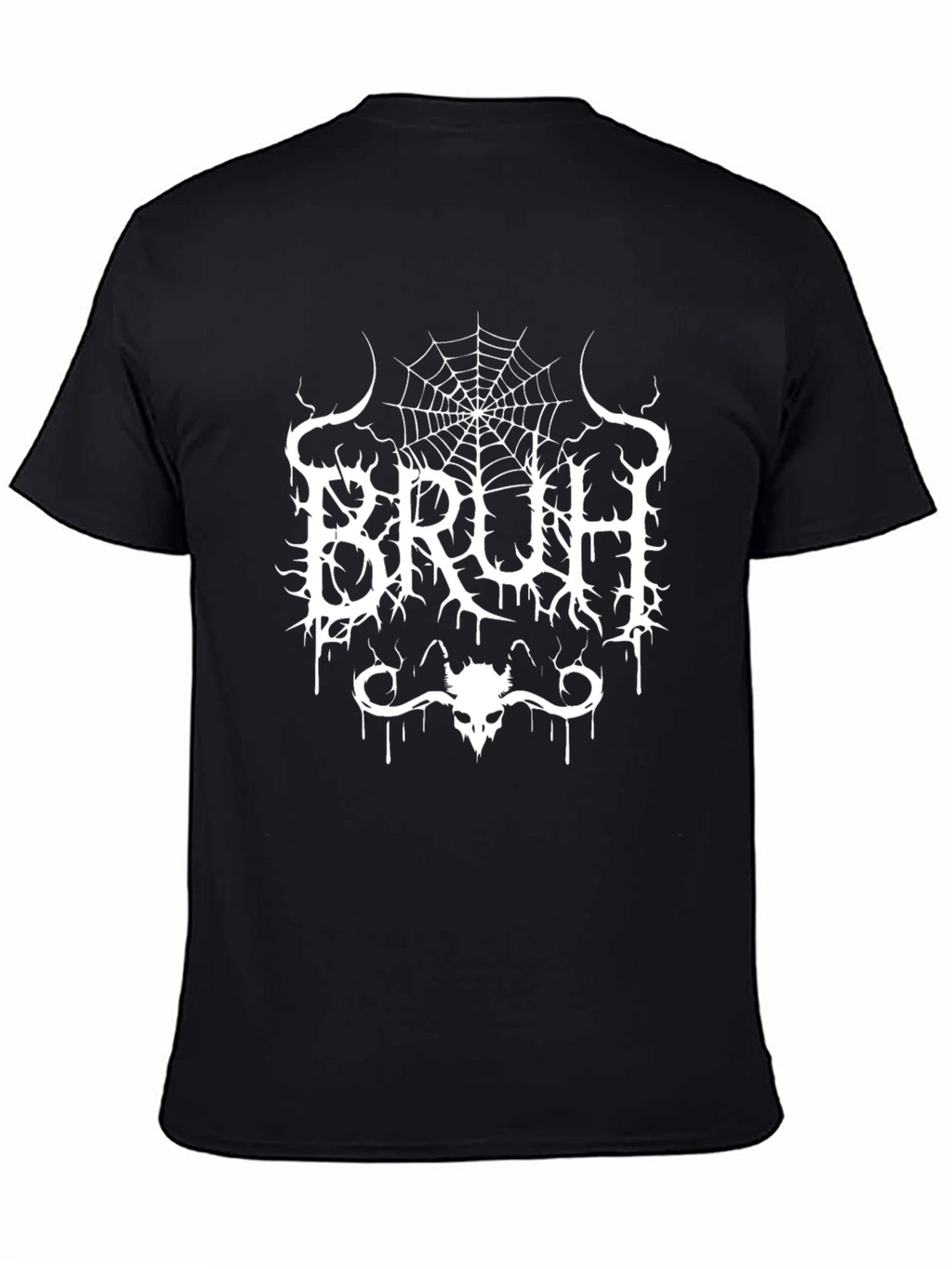 Bruh Black Metal Style Graphic T-Shirt