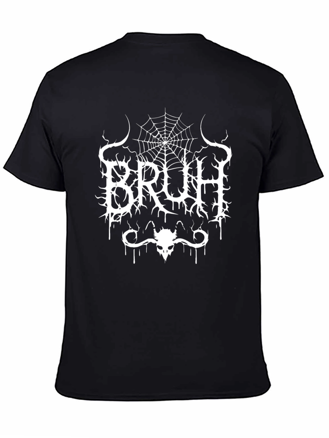 Bruh Black Metal Style Graphic T-Shirt