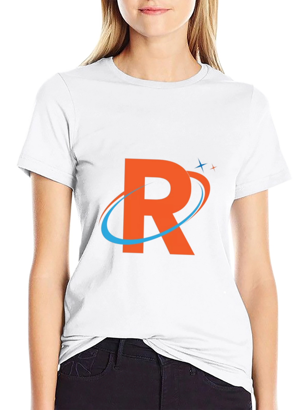 Stylish Black T-Shirt with Orange R Logo