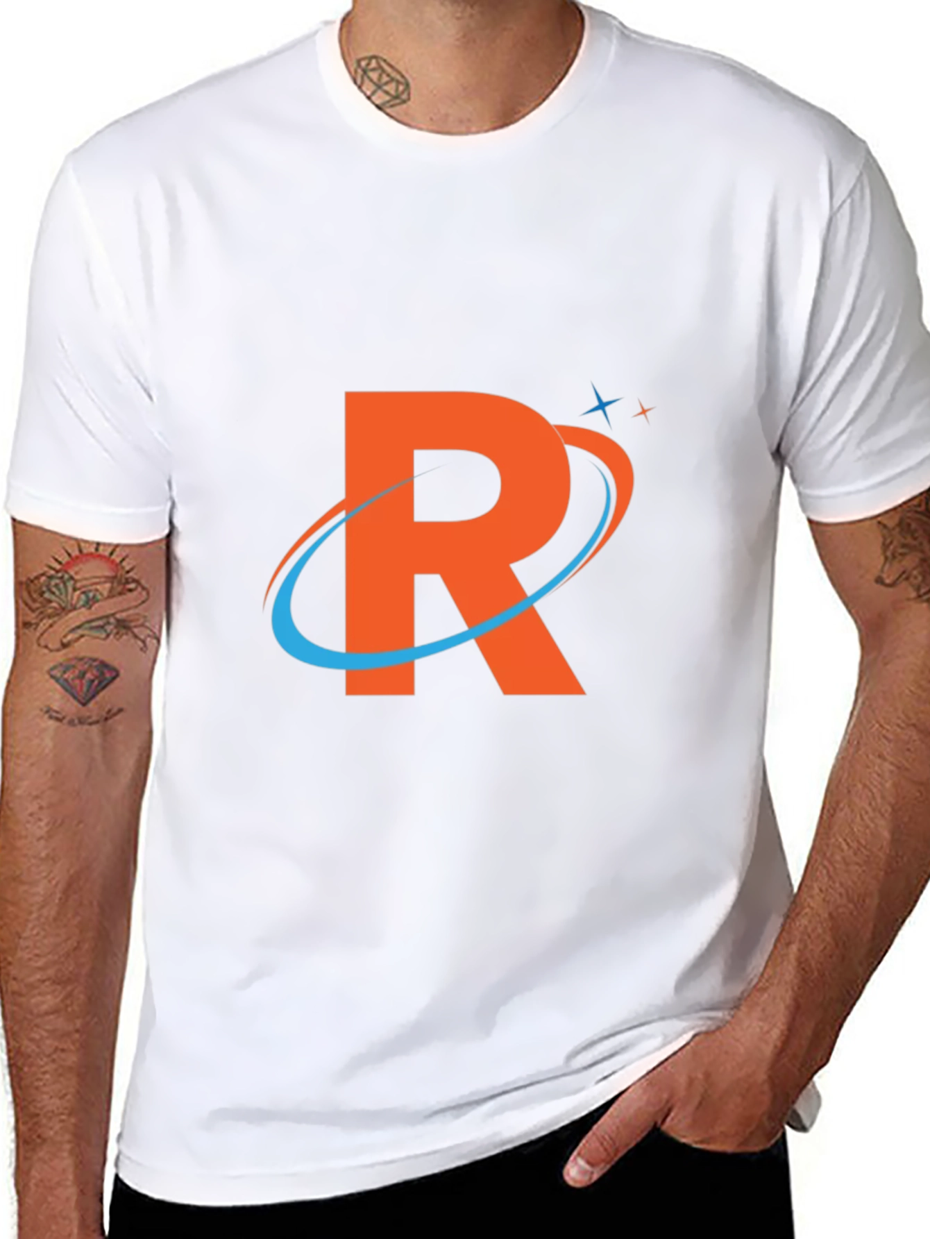 Stylish Black T-Shirt with Orange R Logo