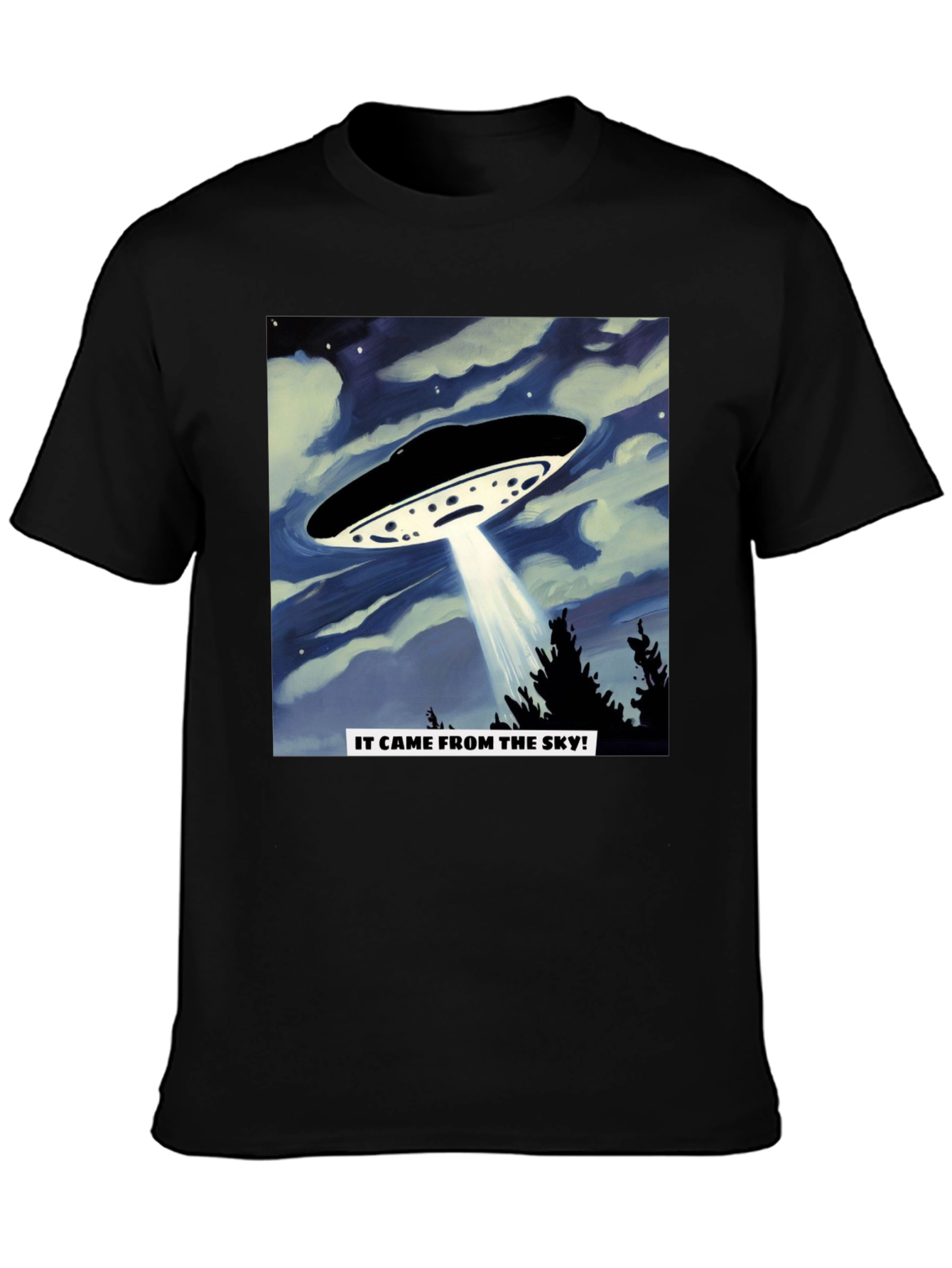UFO Invasion T-Shirt - It Came From The Sky! Black Tee