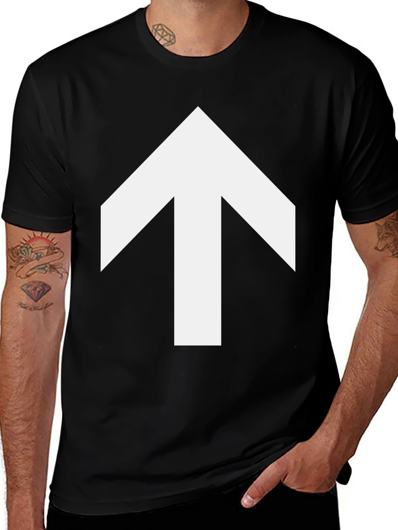 Arrow Up Graphic Tee - Casual Black T-Shirt