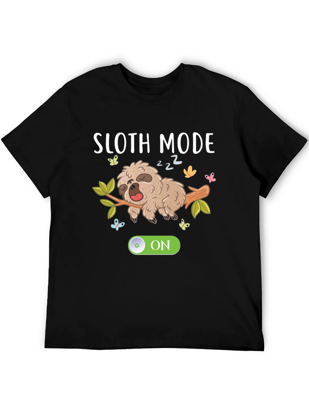 Sloth Mode On Black Graphic T-Shirt