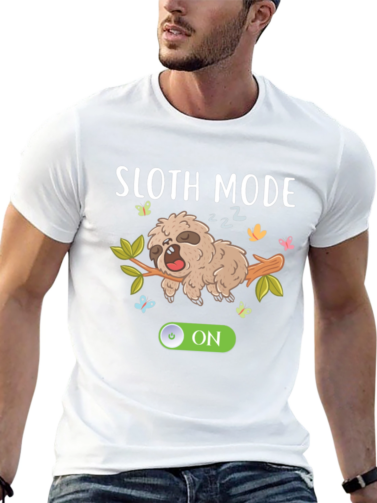 Sloth Mode On Black Graphic T-Shirt