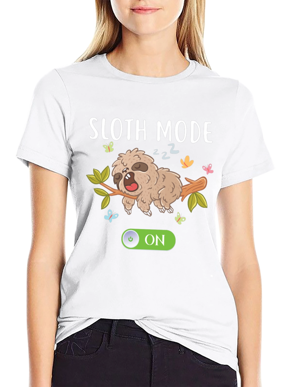 Sloth Mode On Black Graphic T-Shirt
