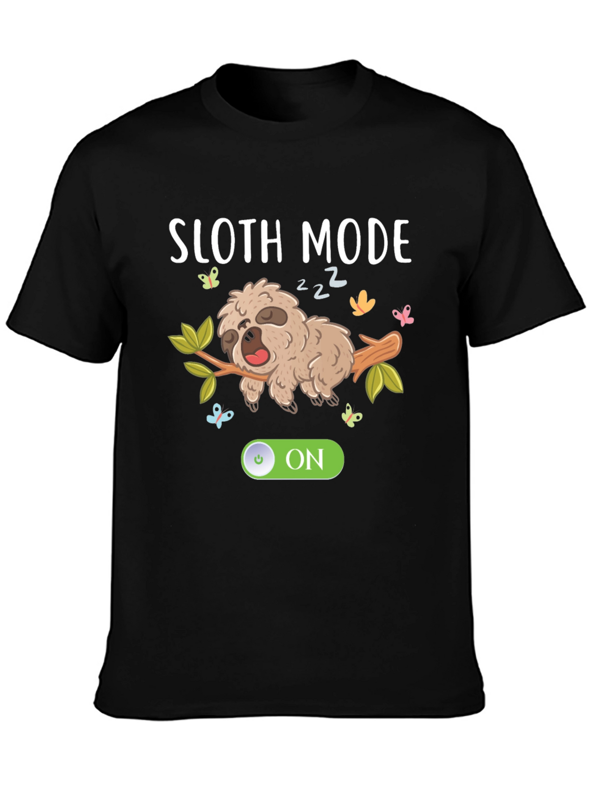Sloth Mode On Black Graphic T-Shirt
