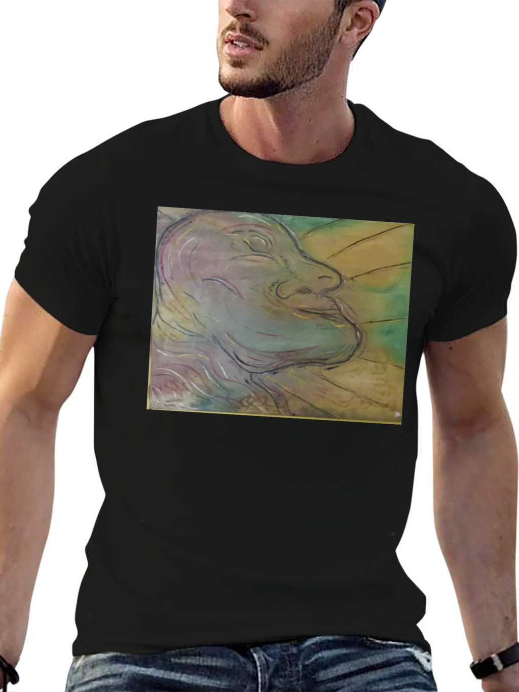 Artistic Face Graphic Black T-Shirt
