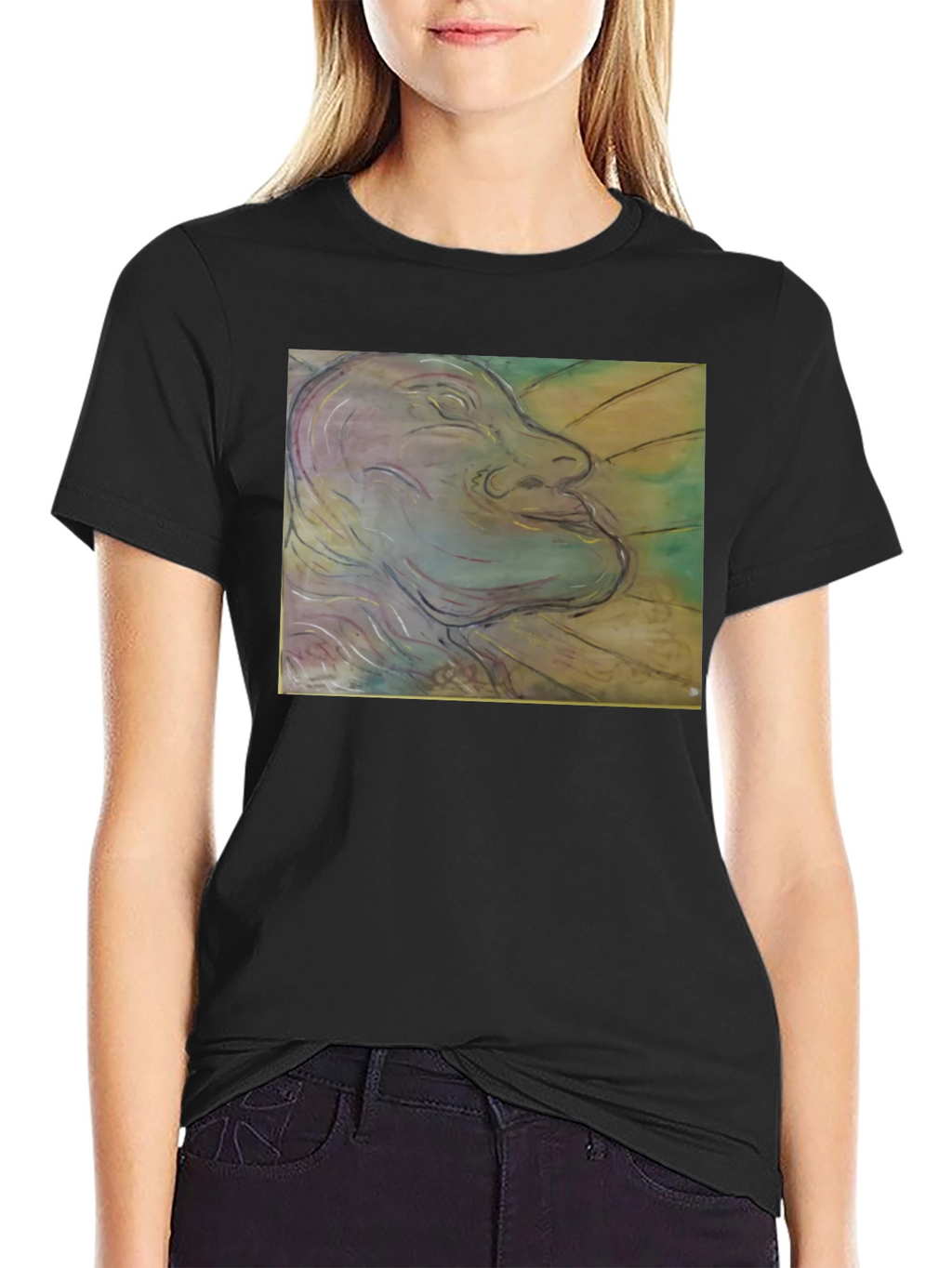 Artistic Face Graphic Black T-Shirt