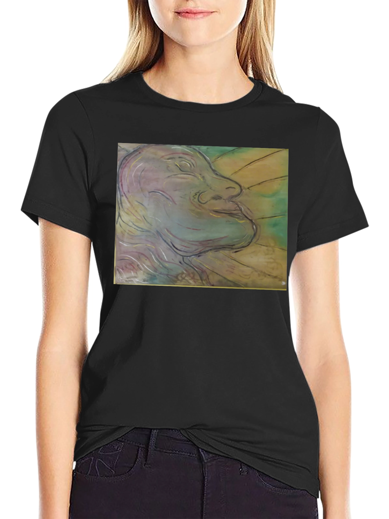 Artistic Face Graphic Black T-Shirt