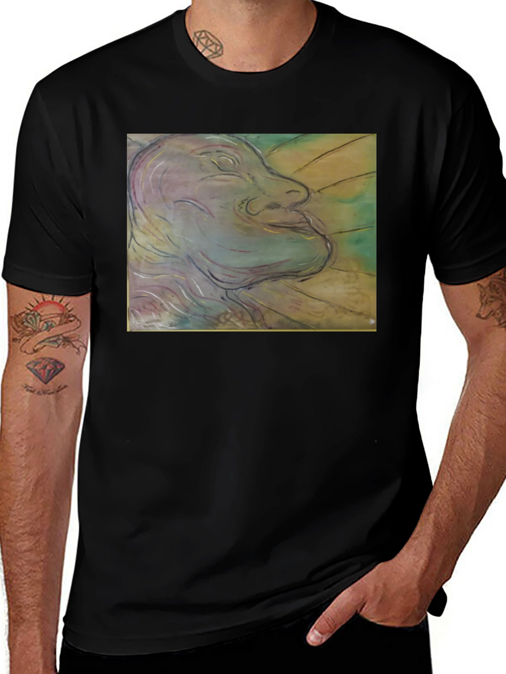 Artistic Face Graphic Black T-Shirt
