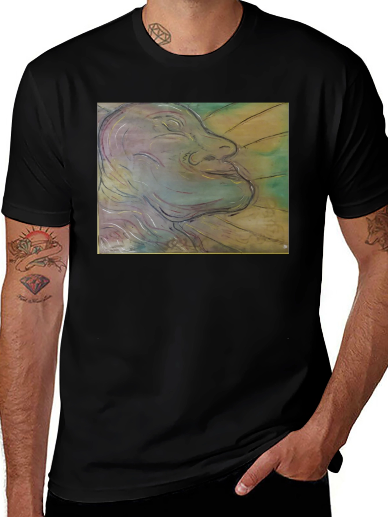 Artistic Face Graphic Black T-Shirt