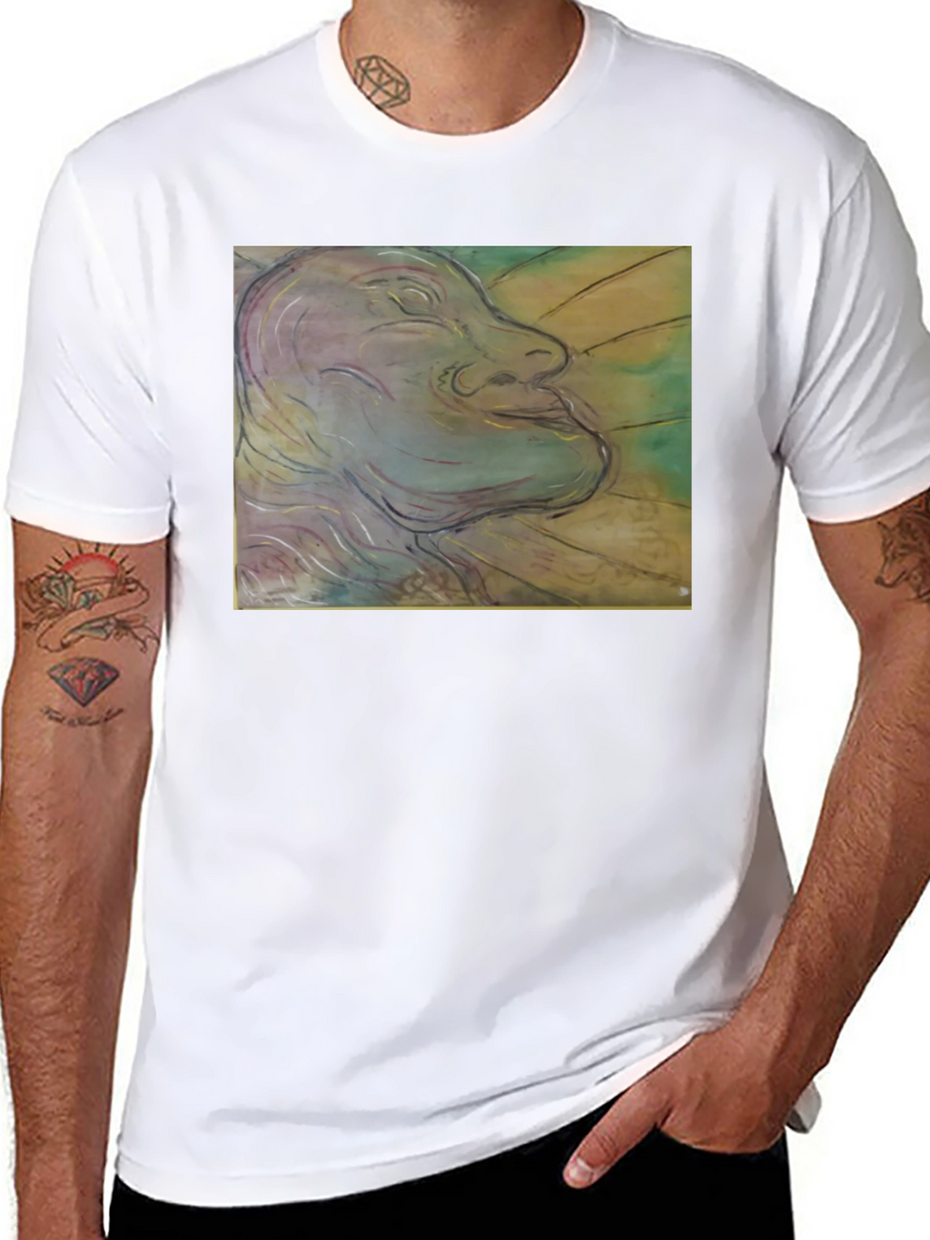 Artistic Face Graphic Black T-Shirt