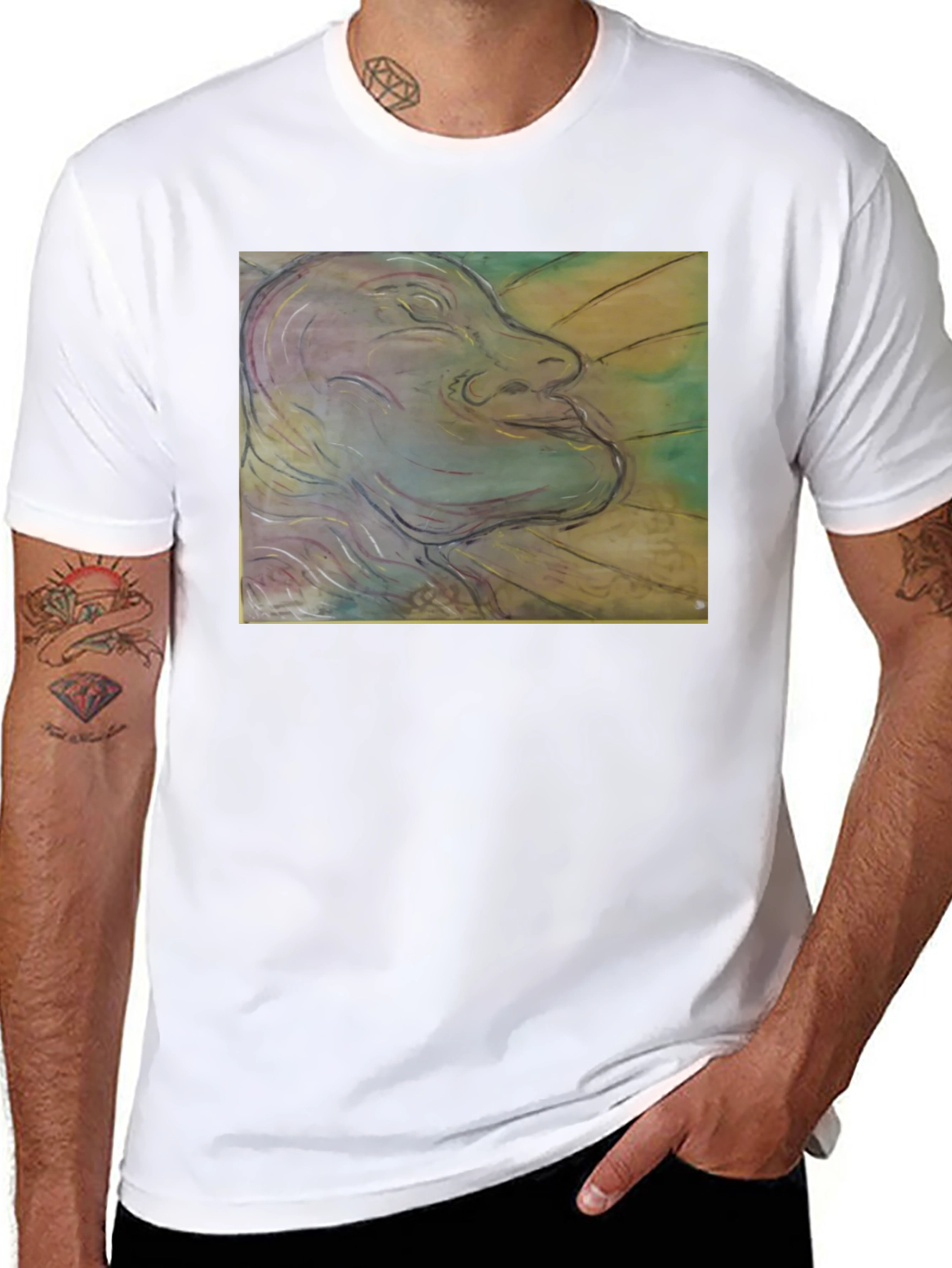 Artistic Face Graphic Black T-Shirt