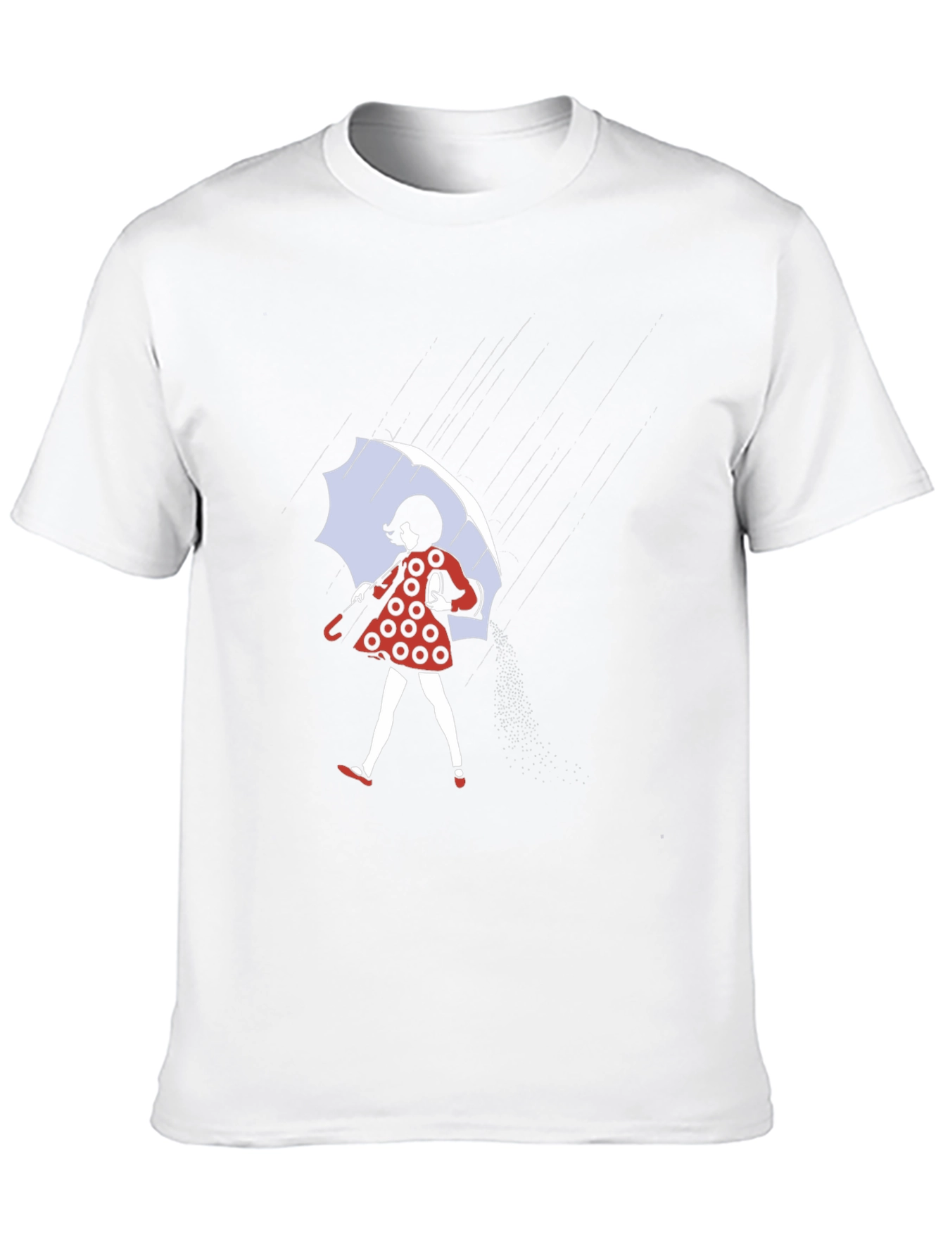 Rainy Day T-Shirt: Polka Dot Dress & Umbrella