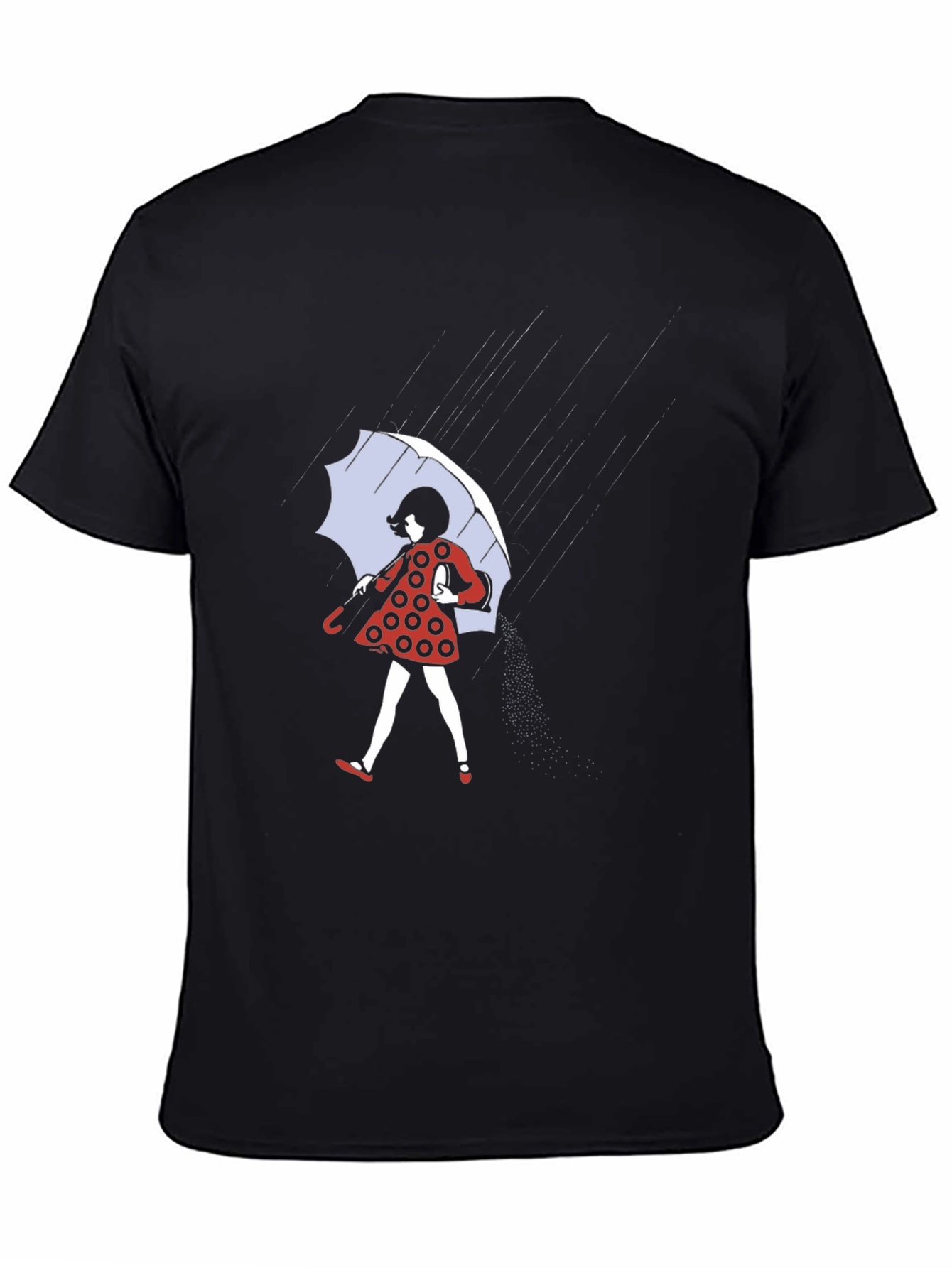 Rainy Day T-Shirt: Polka Dot Dress & Umbrella