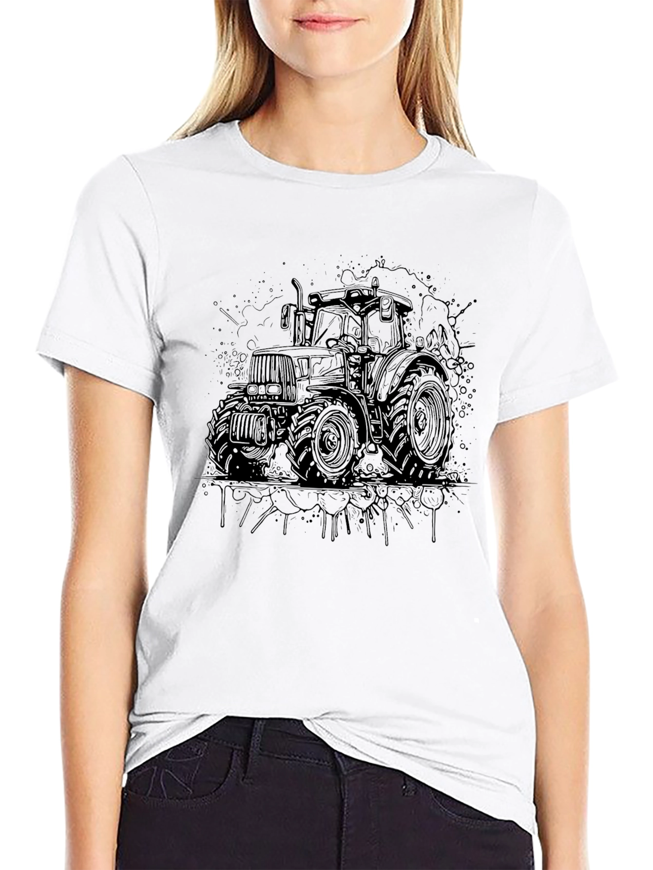 Tractor Graphic T-Shirt - Black Cotton Tee