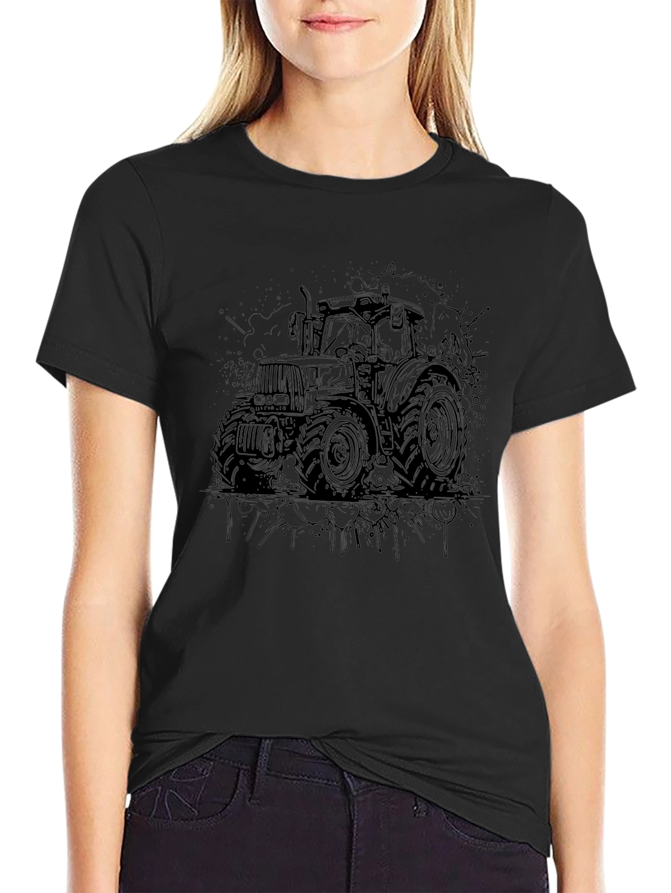 Tractor Graphic T-Shirt - Black Cotton Tee