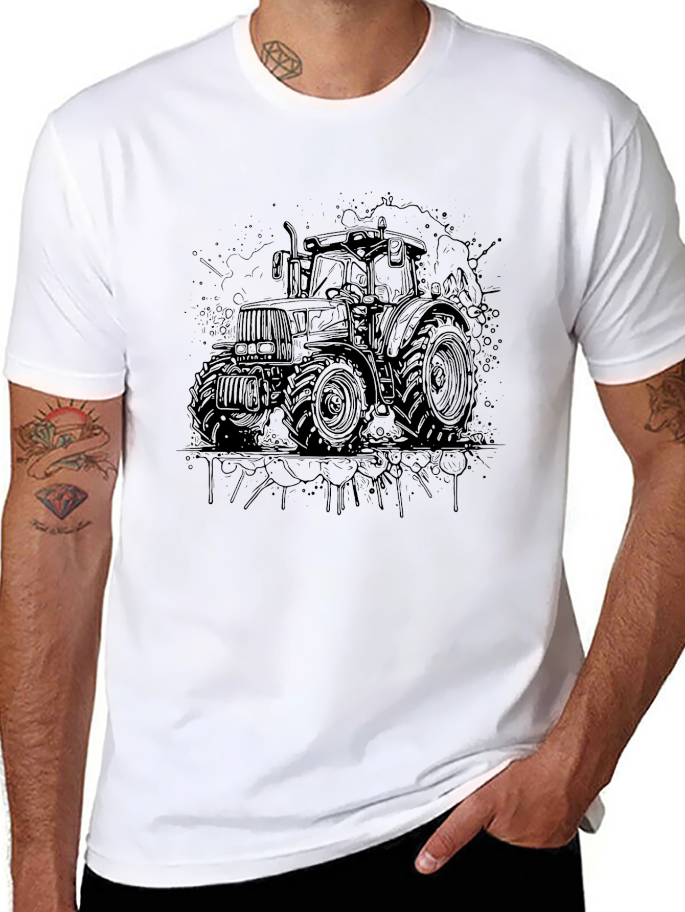 Tractor Graphic T-Shirt - Black Cotton Tee
