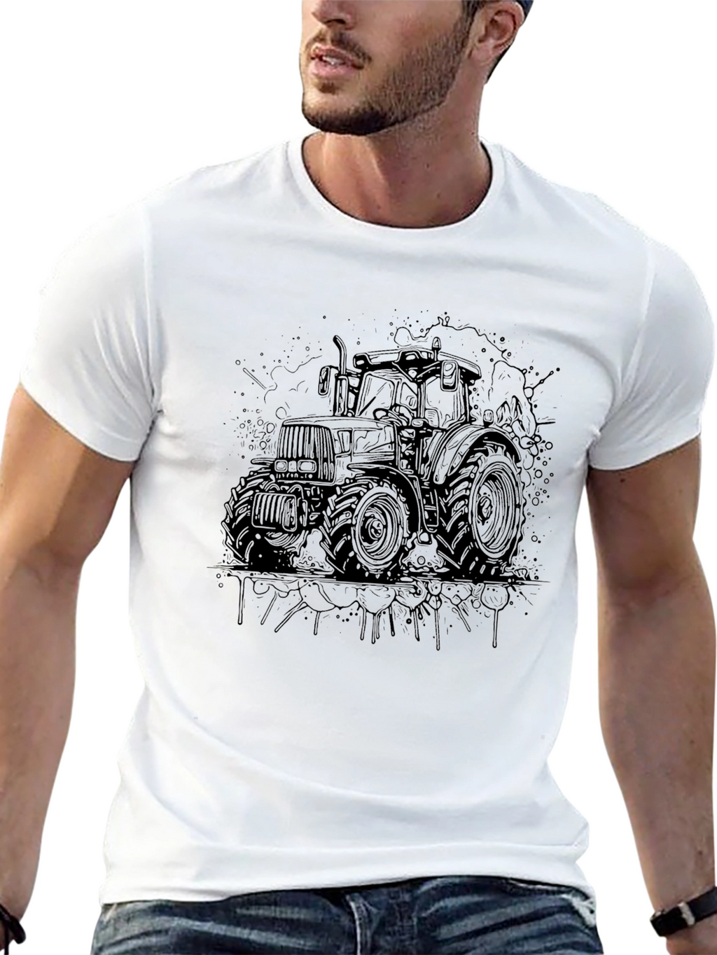 Tractor Graphic T-Shirt - Black Cotton Tee