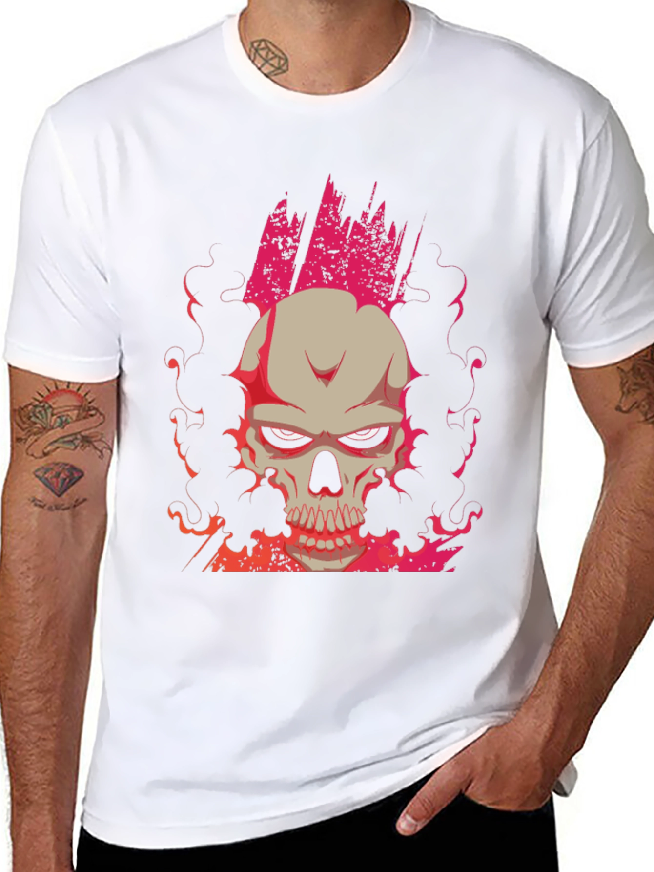 Skull Graphic Print Tee - Mens Black T-Shirt