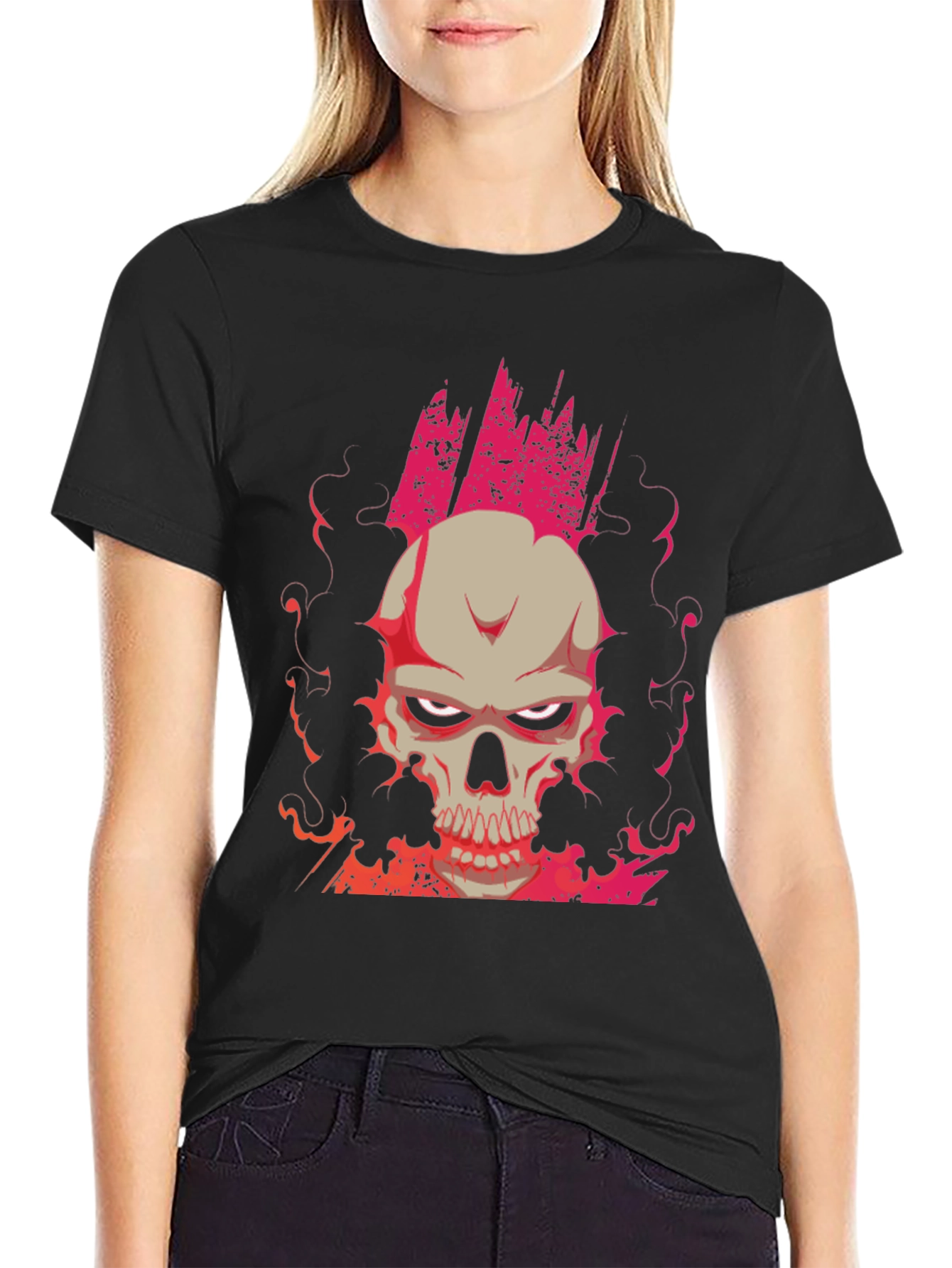 Skull Graphic Print Tee - Mens Black T-Shirt