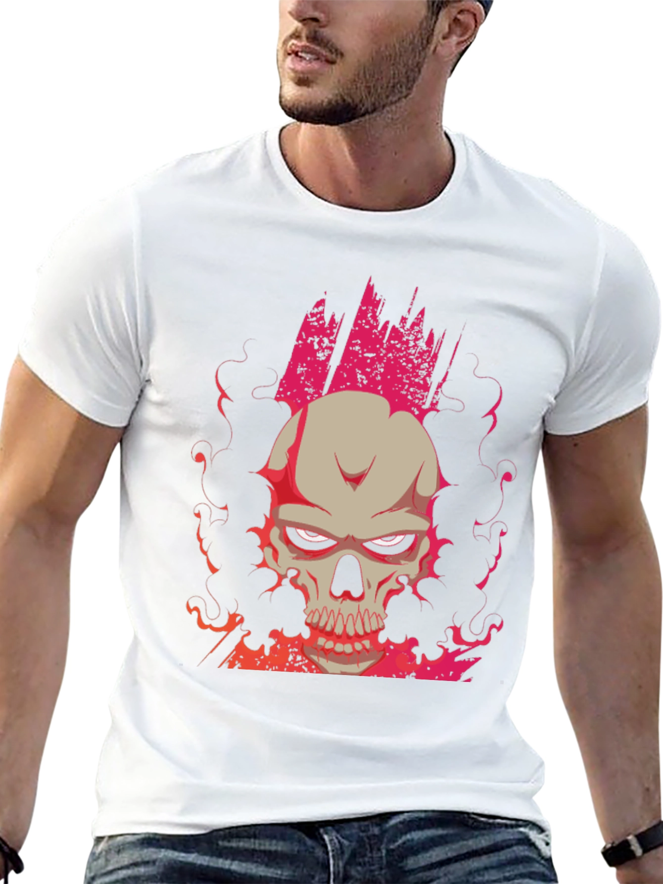 Skull Graphic Print Tee - Mens Black T-Shirt