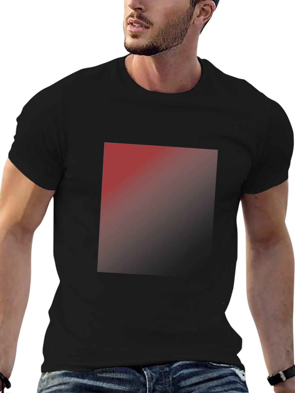 Mens Classic Black T-Shirt with Ombre Design