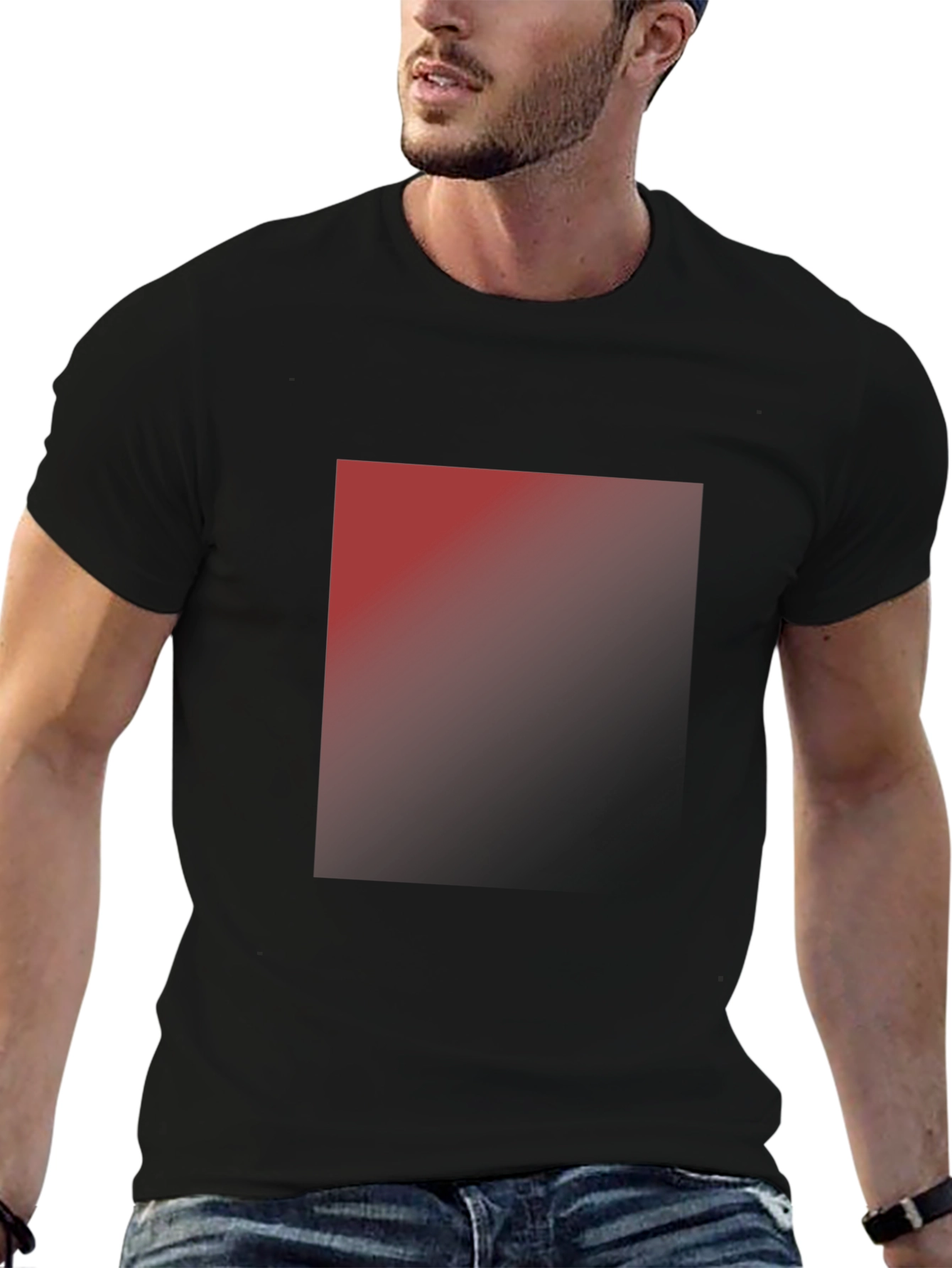 Mens Classic Black T-Shirt with Ombre Design