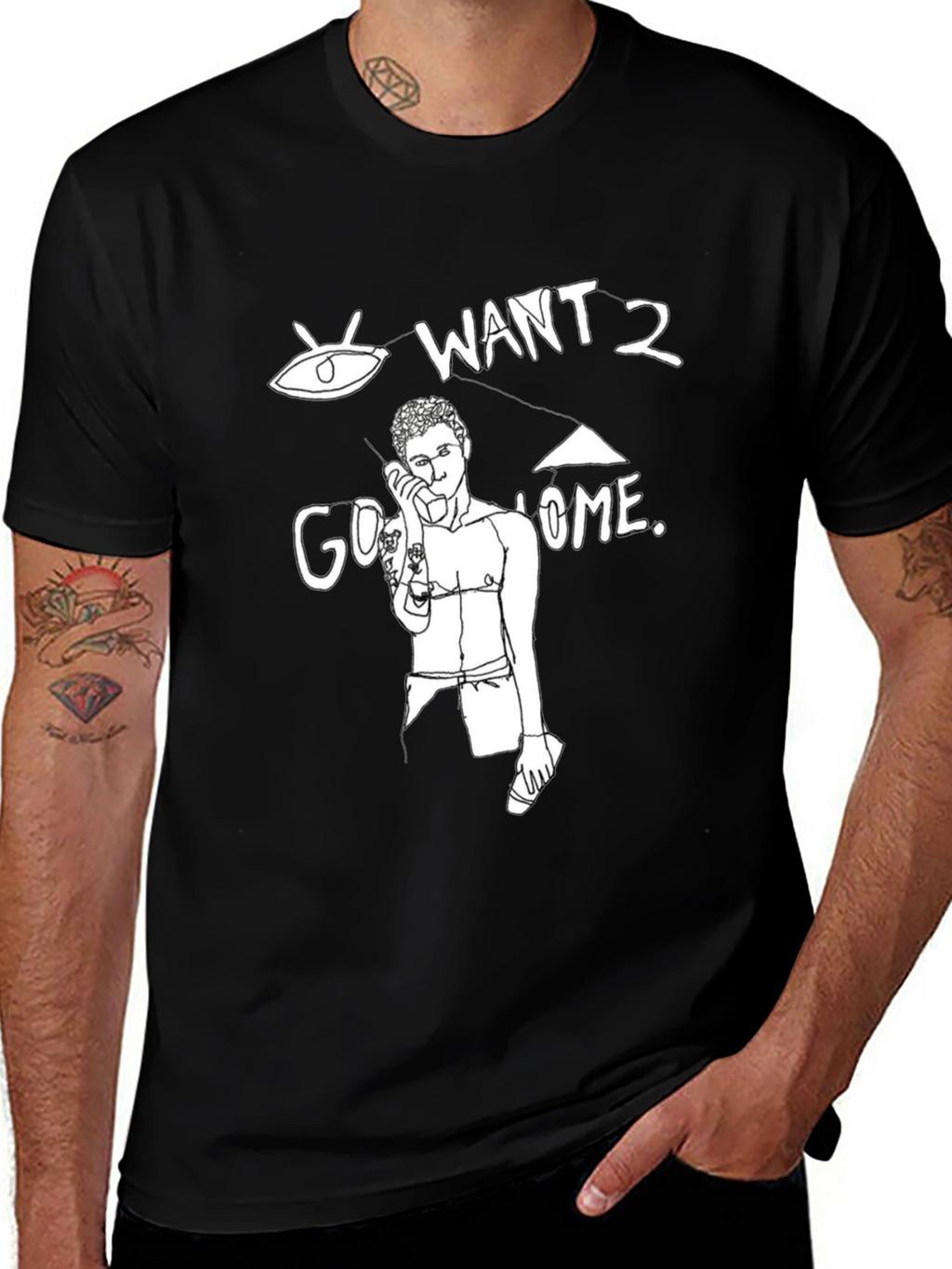 Want 2 Go Home Black Graphic Tee