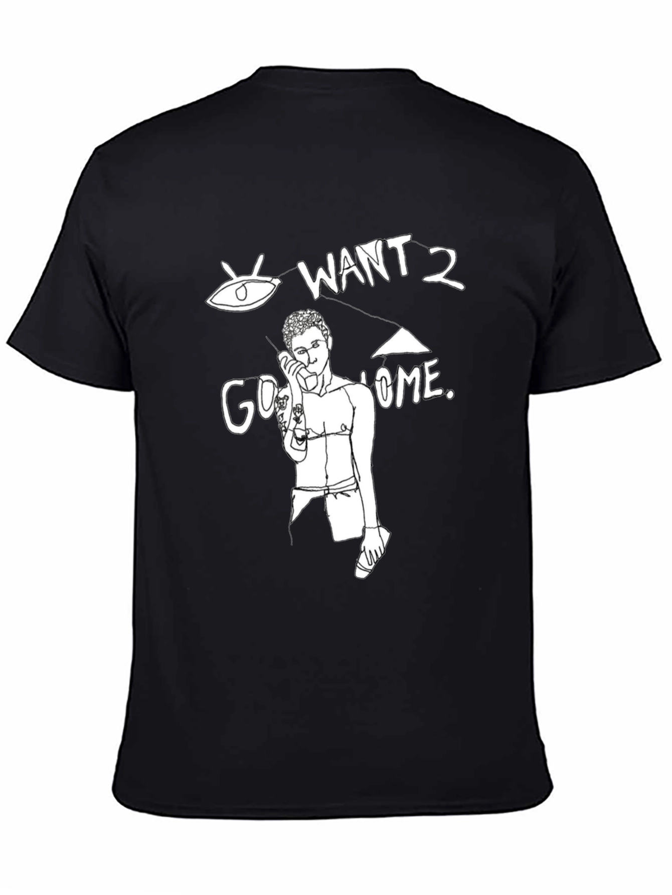 Want 2 Go Home Black Graphic Tee