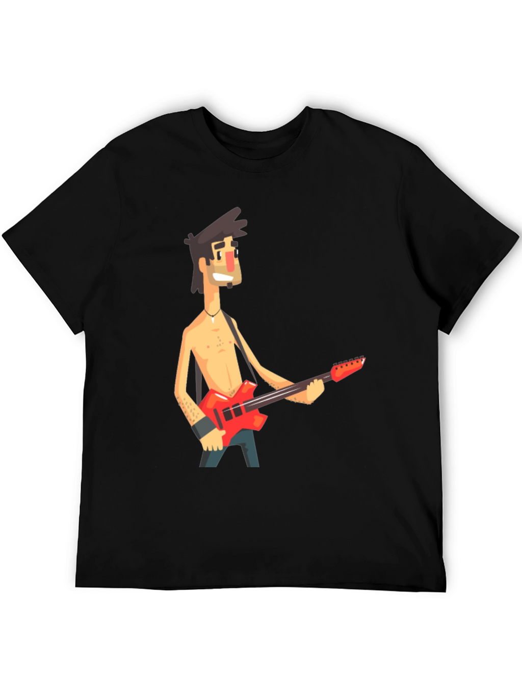 Cartoon Guitar Player Black T-Shirt